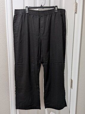 Black Linen High Rise Wide Leg Pants